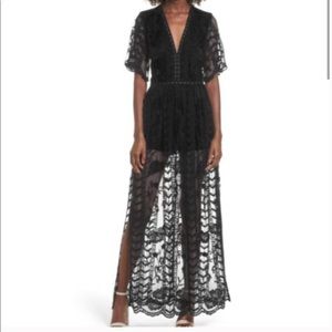 SOCIALITE lace overlay romper dress